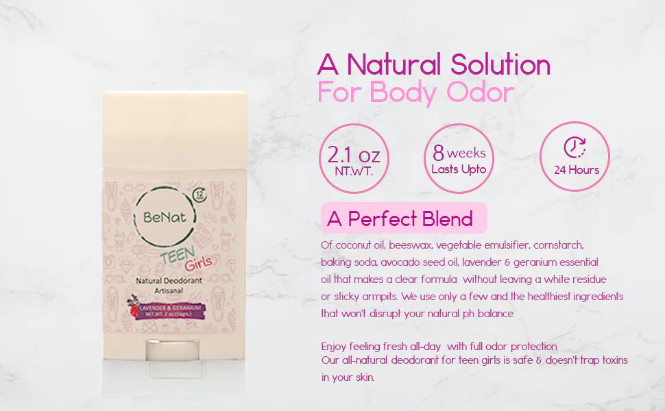 All-Natural Deodorant for Kids & Teens, BeNat&