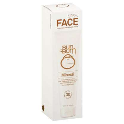 Sun Bum Mineral Face Lotion SPF 30 – 1.7 oz sunscreen in a white packaging with SPF 30 labeling.