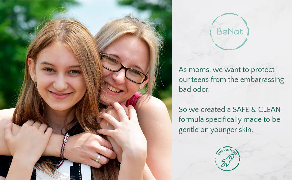 All-Natural Deodorant for Kids &amp; Teens mom and daughter showcasing safe and gentle skin care.